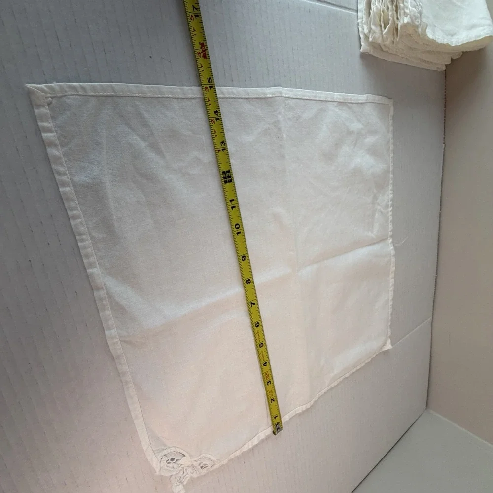 Battenburg Lace Corner Dinner Napkins Set 4 White Cotton Cottagecore 16x16